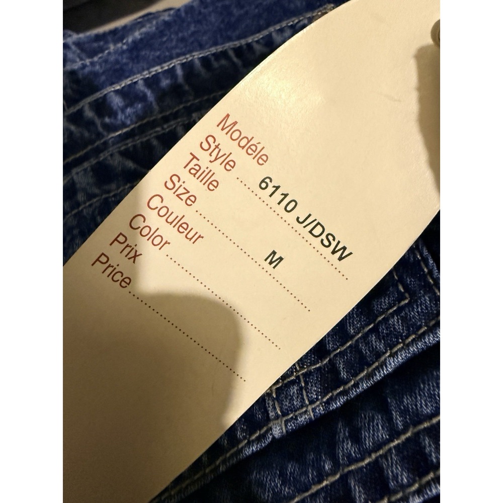 NWT Revolt Women Bib Overalls M Wide Leg Carpenter Vintage 90s Blue Stripe Denim - Picture 11 of 13